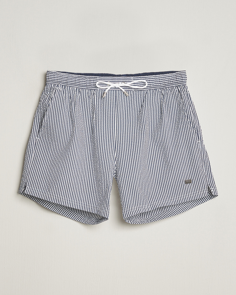 Mies | Uimahousut | BOSS BLACK | Velvetfish Seersucker Swimshorts Navy