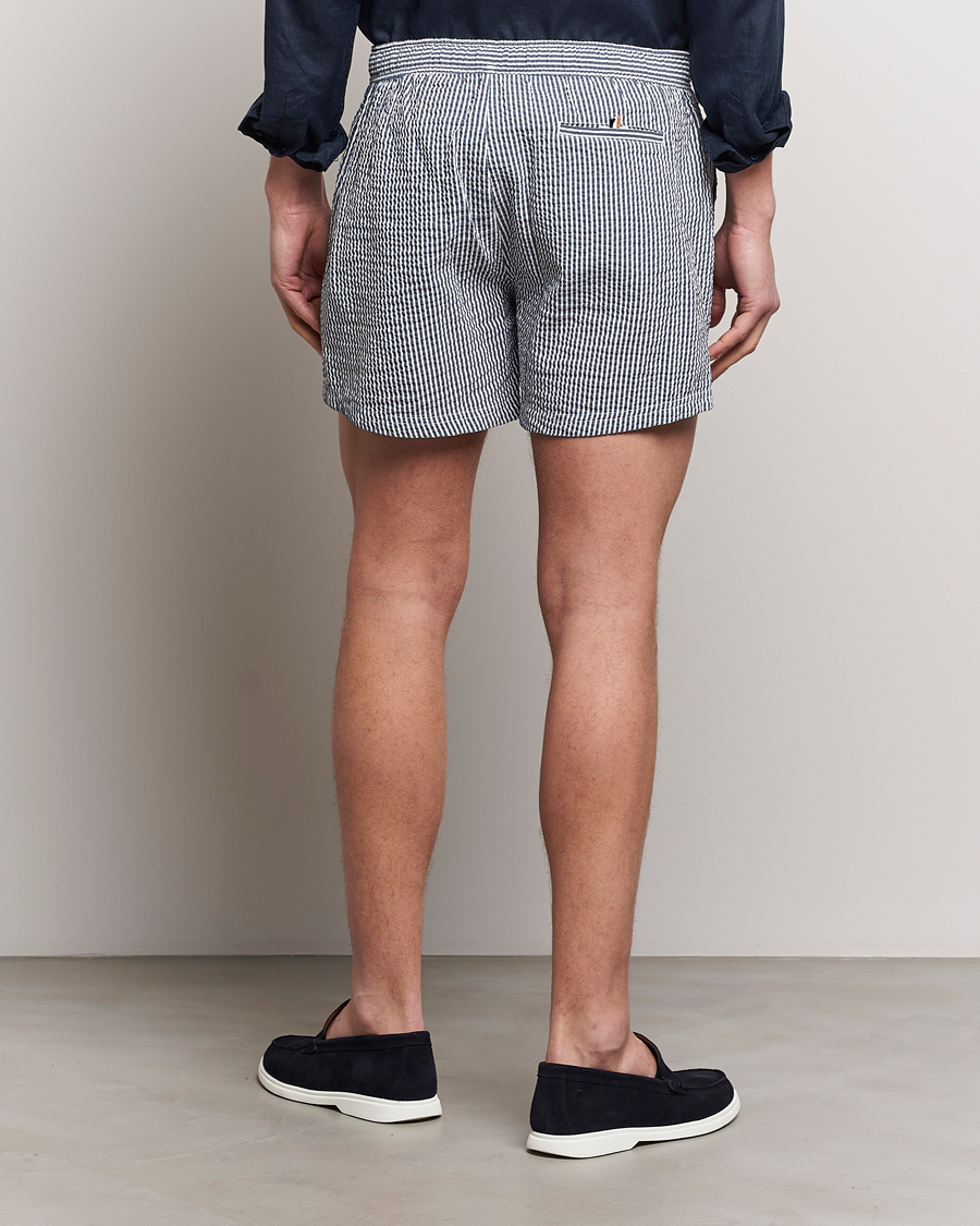 Mies | Uimahousut | BOSS BLACK | Velvetfish Seersucker Swimshorts Navy