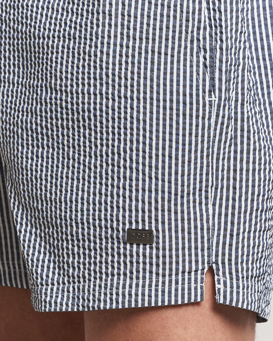 Mies | Uimahousut | BOSS BLACK | Velvetfish Seersucker Swimshorts Navy