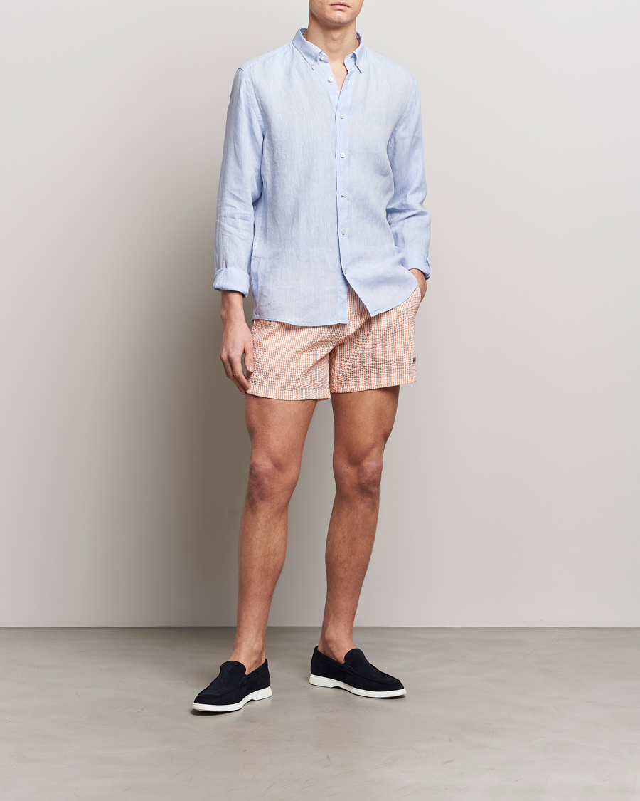 Mies | Uimahousut | BOSS BLACK | Velvetfish Seersucker Swimshorts Orange