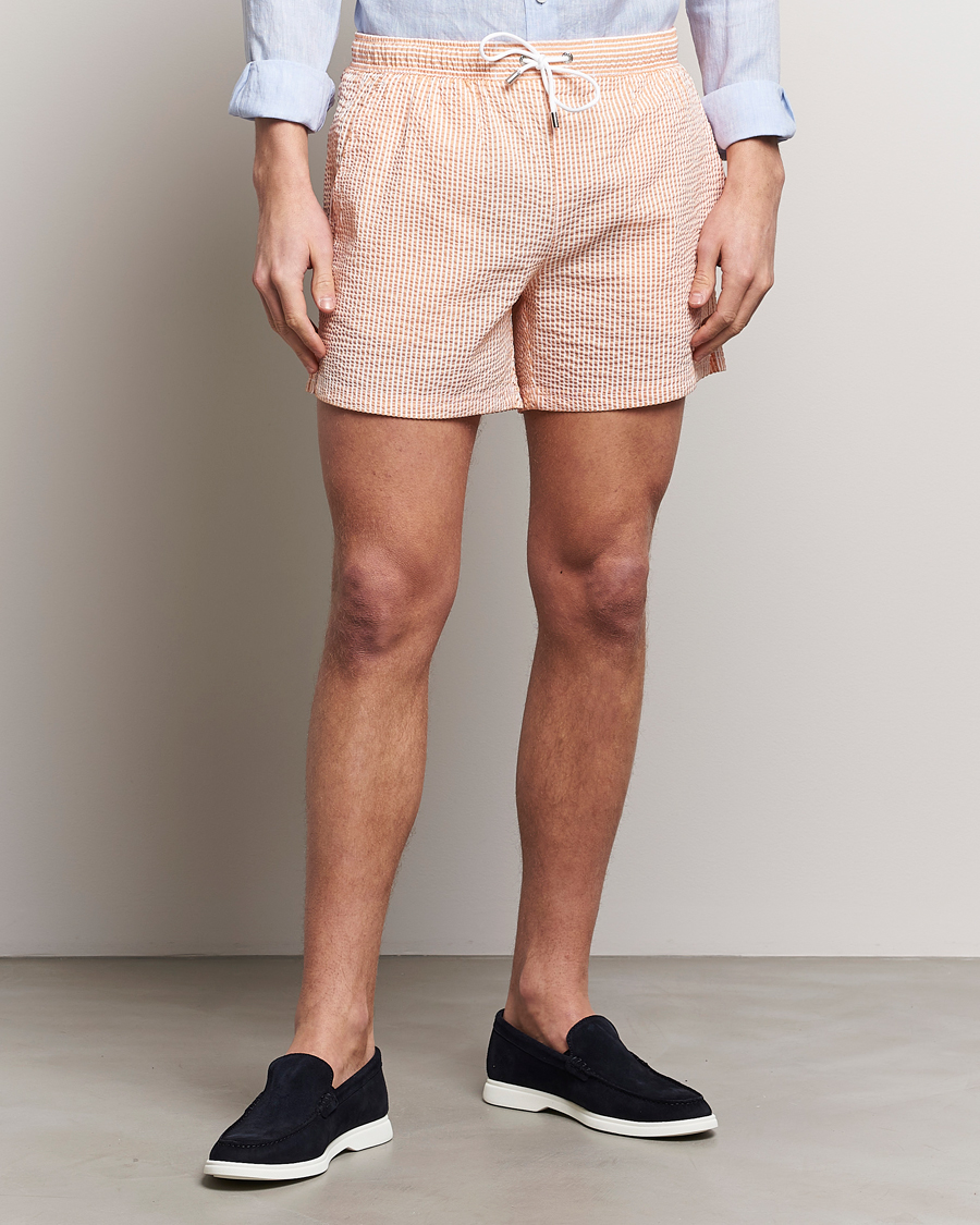 Mies | Uimahousut | BOSS BLACK | Velvetfish Seersucker Swimshorts Orange