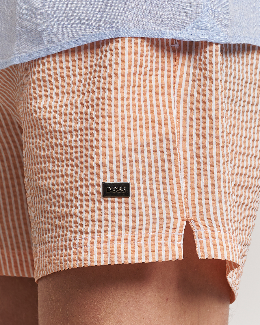 Mies | Uimahousut | BOSS BLACK | Velvetfish Seersucker Swimshorts Orange