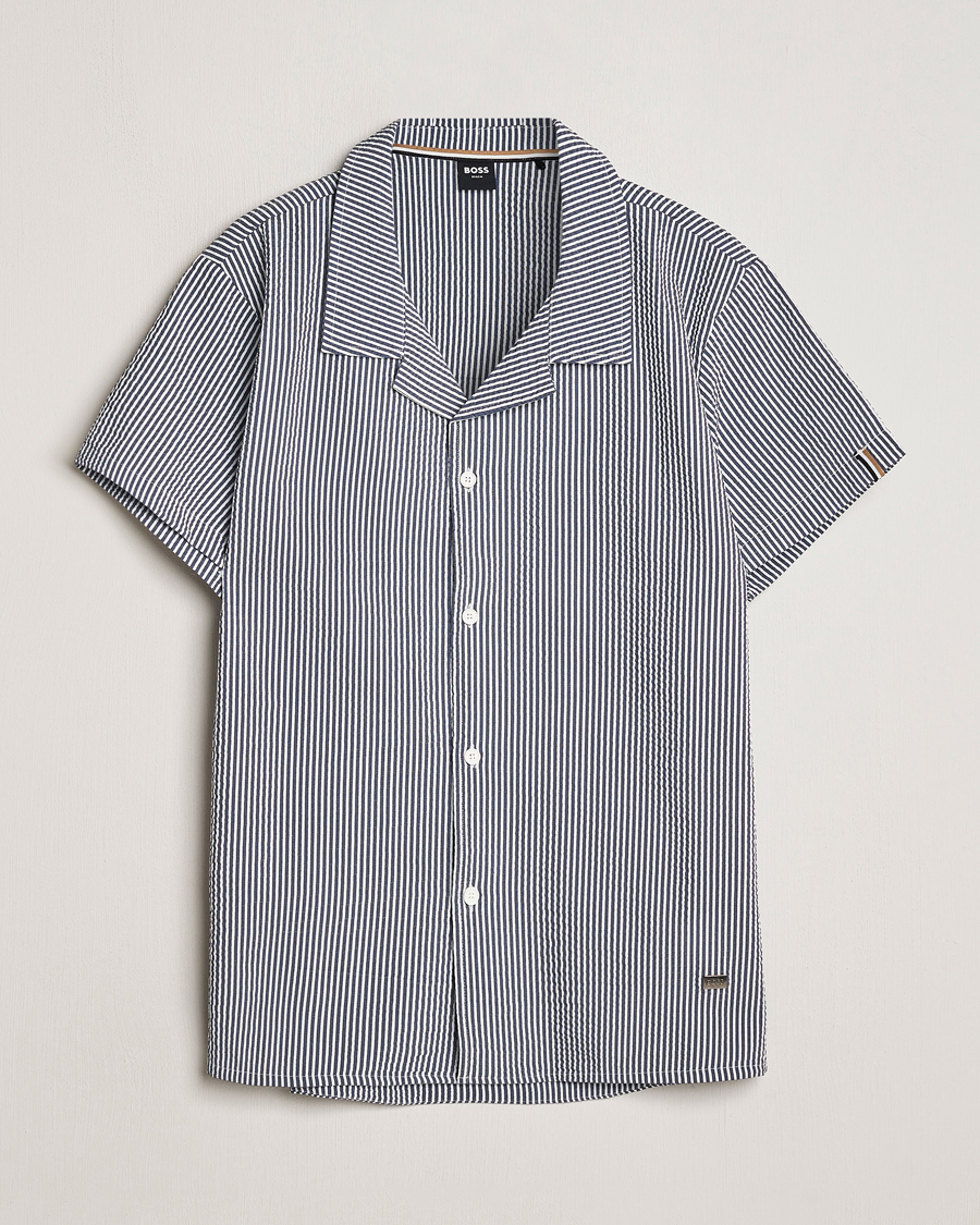 Mies | Kauluspaidat | BOSS BLACK | Short Sleeve Open Collar Shirt Navy