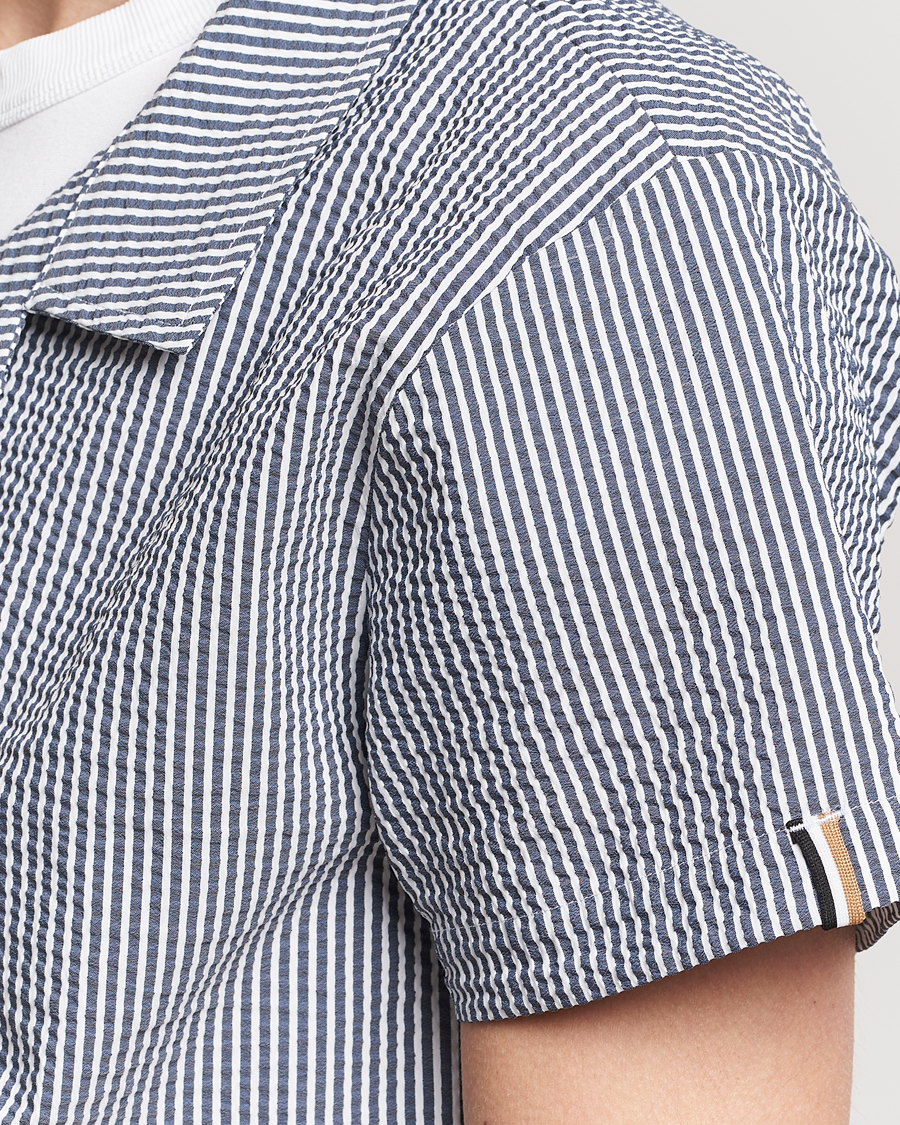 Mies | Kauluspaidat | BOSS BLACK | Short Sleeve Open Collar Shirt Navy