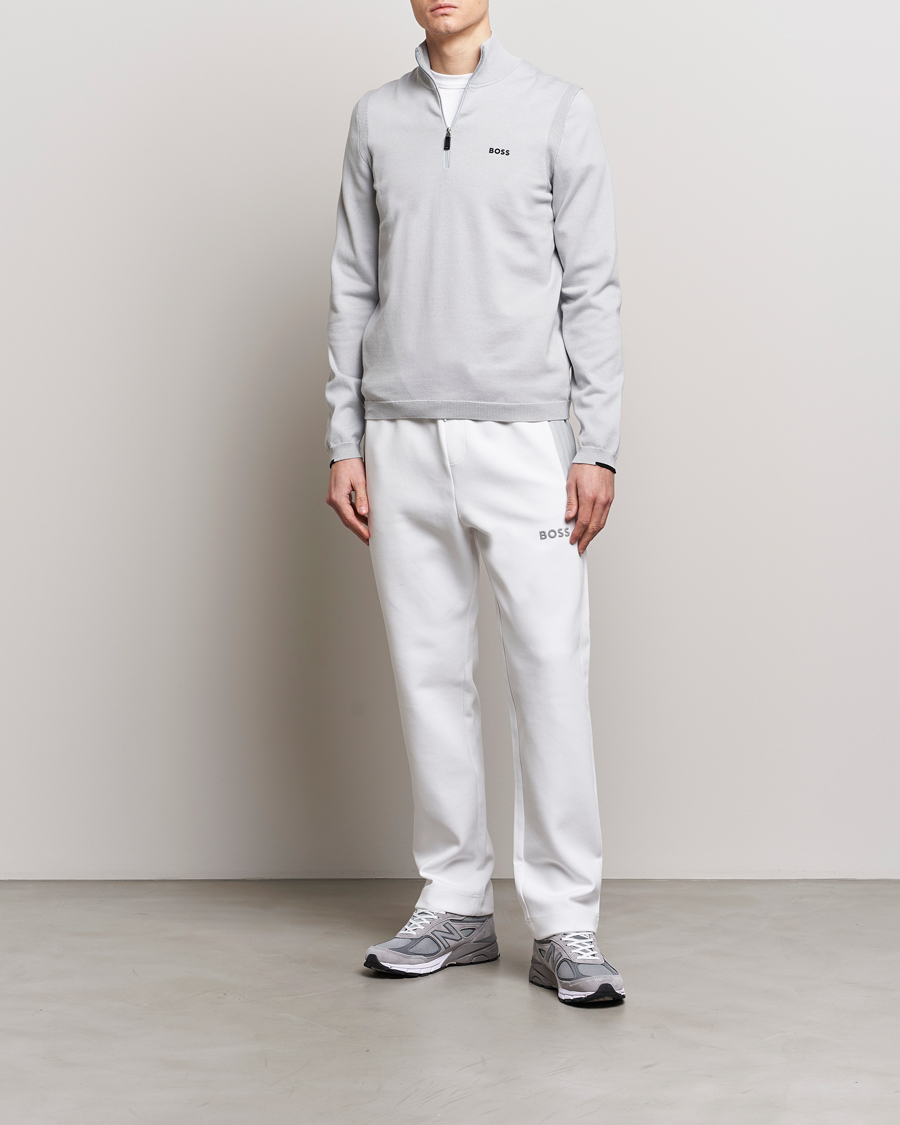 Mies | Puserot | BOSS GREEN | Ever Knitted Half Zip Light Grey