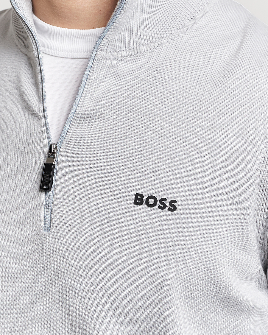 Mies | Puserot | BOSS GREEN | Ever Knitted Half Zip Light Grey