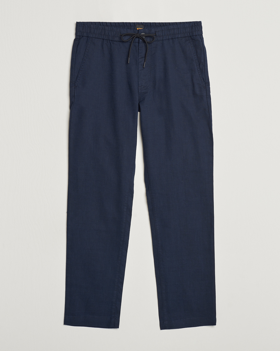 Mies | Housut | BOSS ORANGE | Sanderson Linen Pants Dark Blue