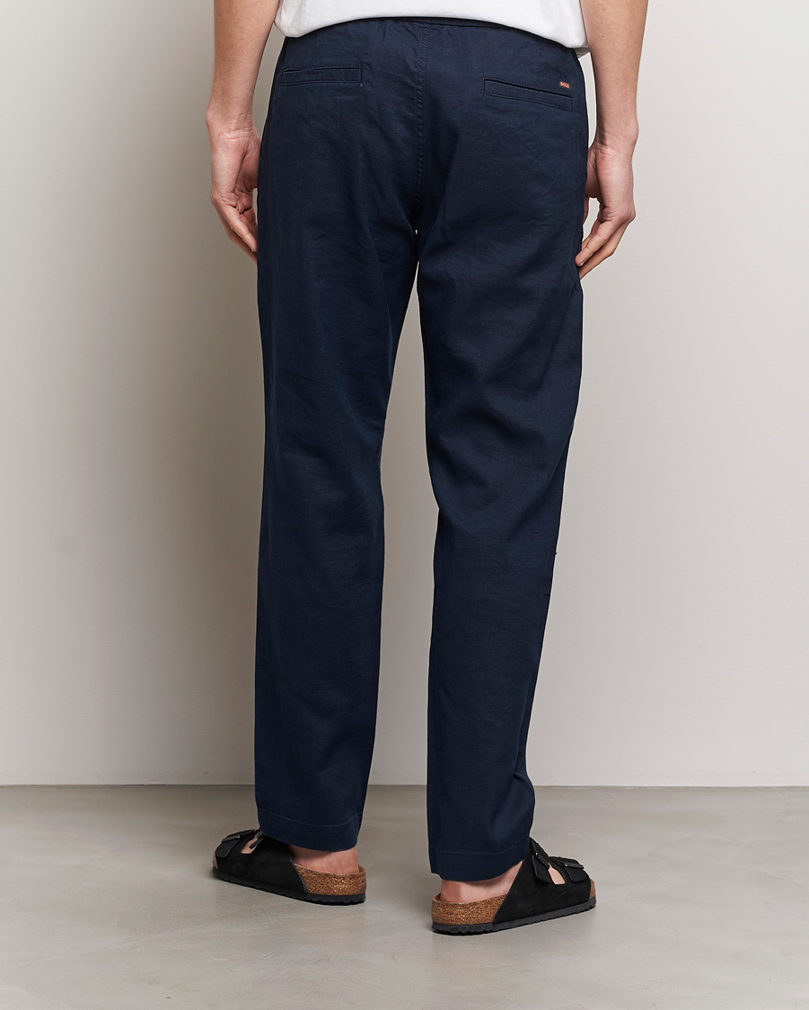 Mies | Housut | BOSS ORANGE | Sanderson Linen Pants Dark Blue