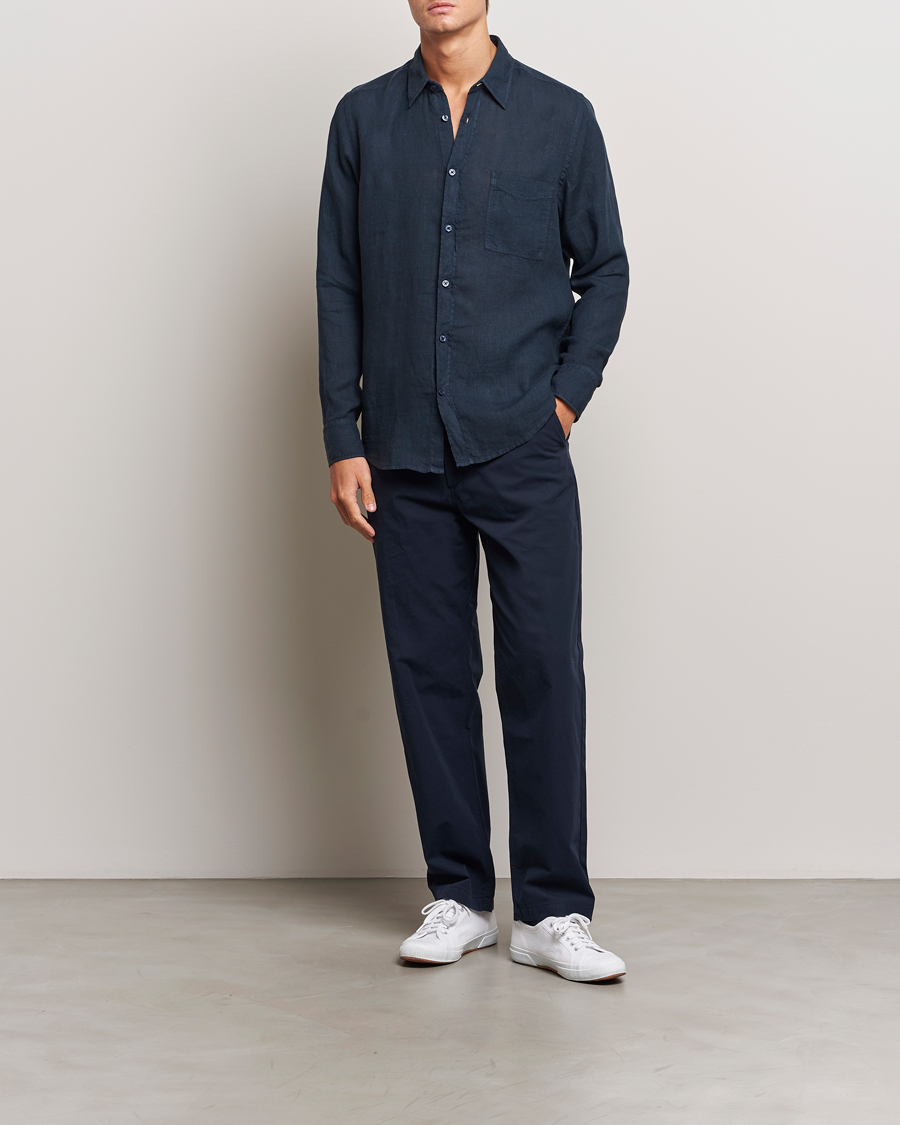 Mies | Kauluspaidat | BOSS ORANGE | Relegant Linen Shirt Dark Blue
