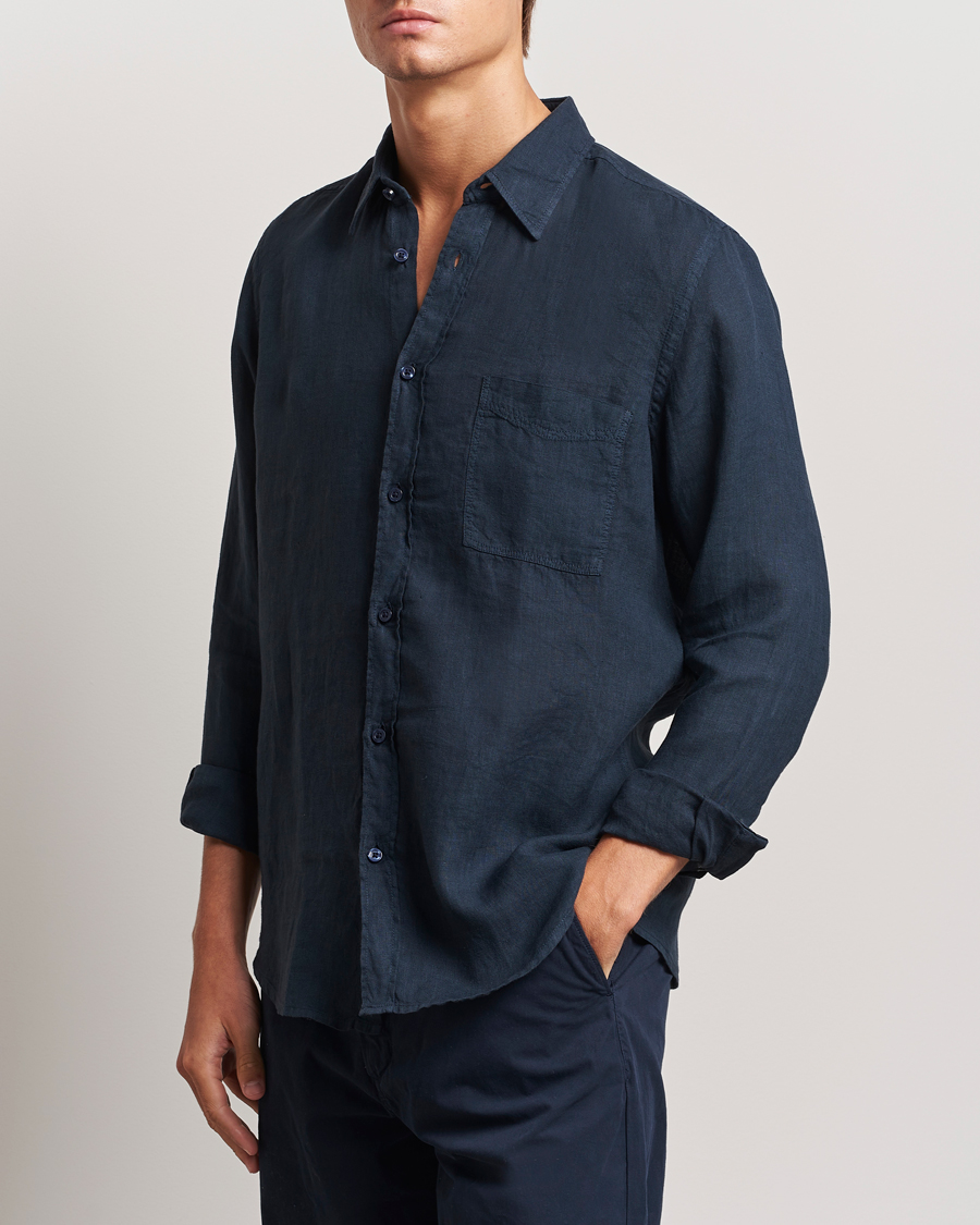 Mies | Kauluspaidat | BOSS ORANGE | Relegant Linen Shirt Dark Blue
