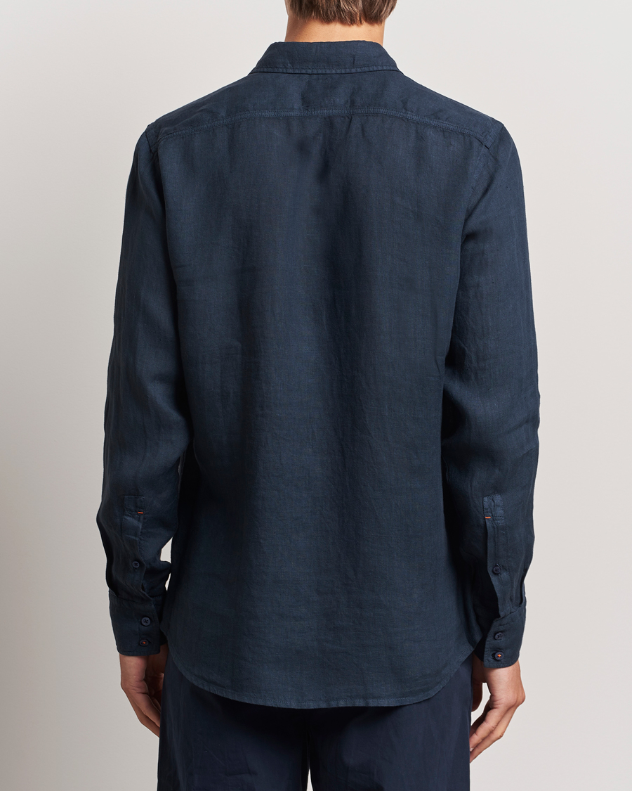 Mies | Kauluspaidat | BOSS ORANGE | Relegant Linen Shirt Dark Blue