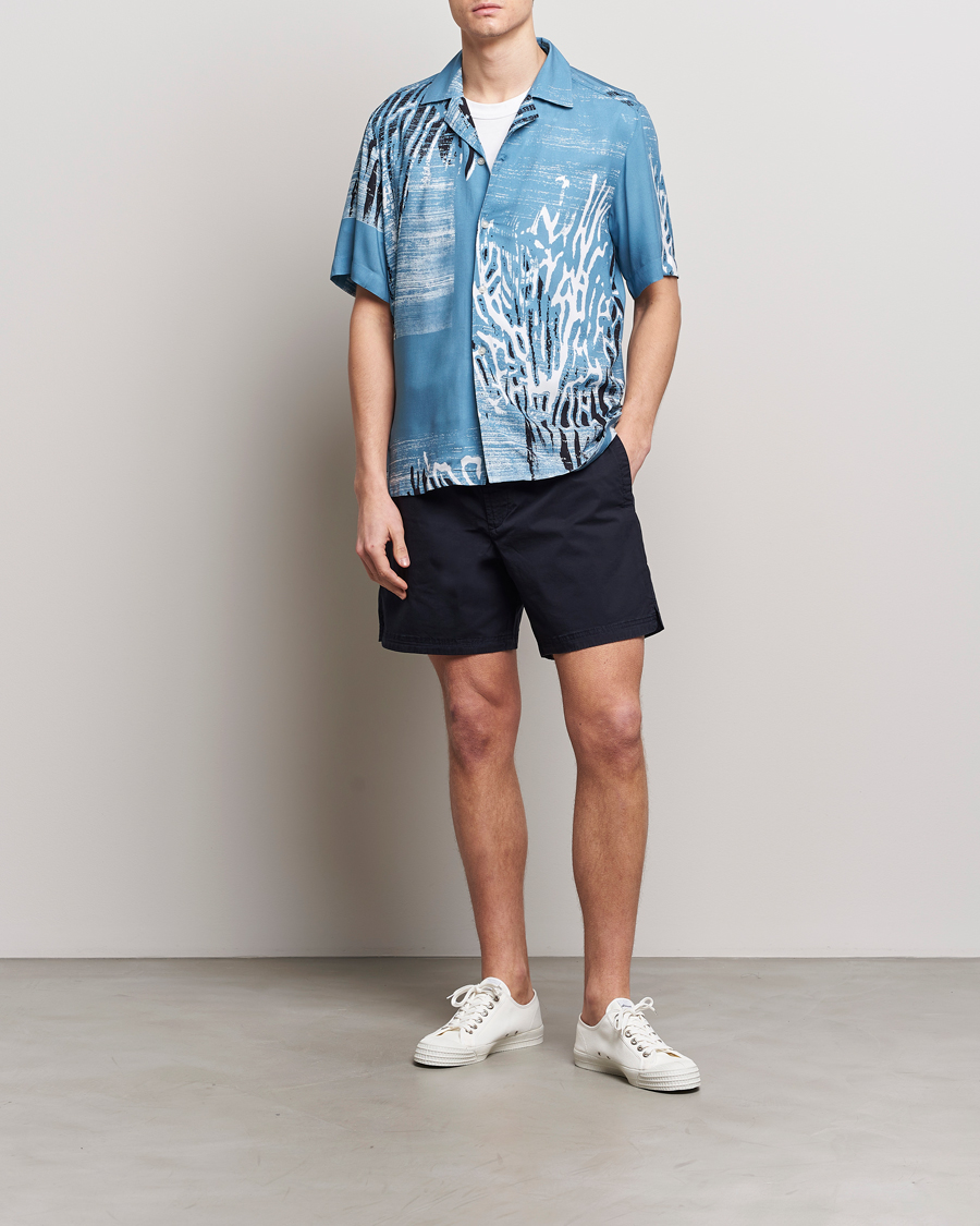 Mies | Kauluspaidat | BOSS ORANGE | Rayer Short Sleeve Printed Shirt Open Blue