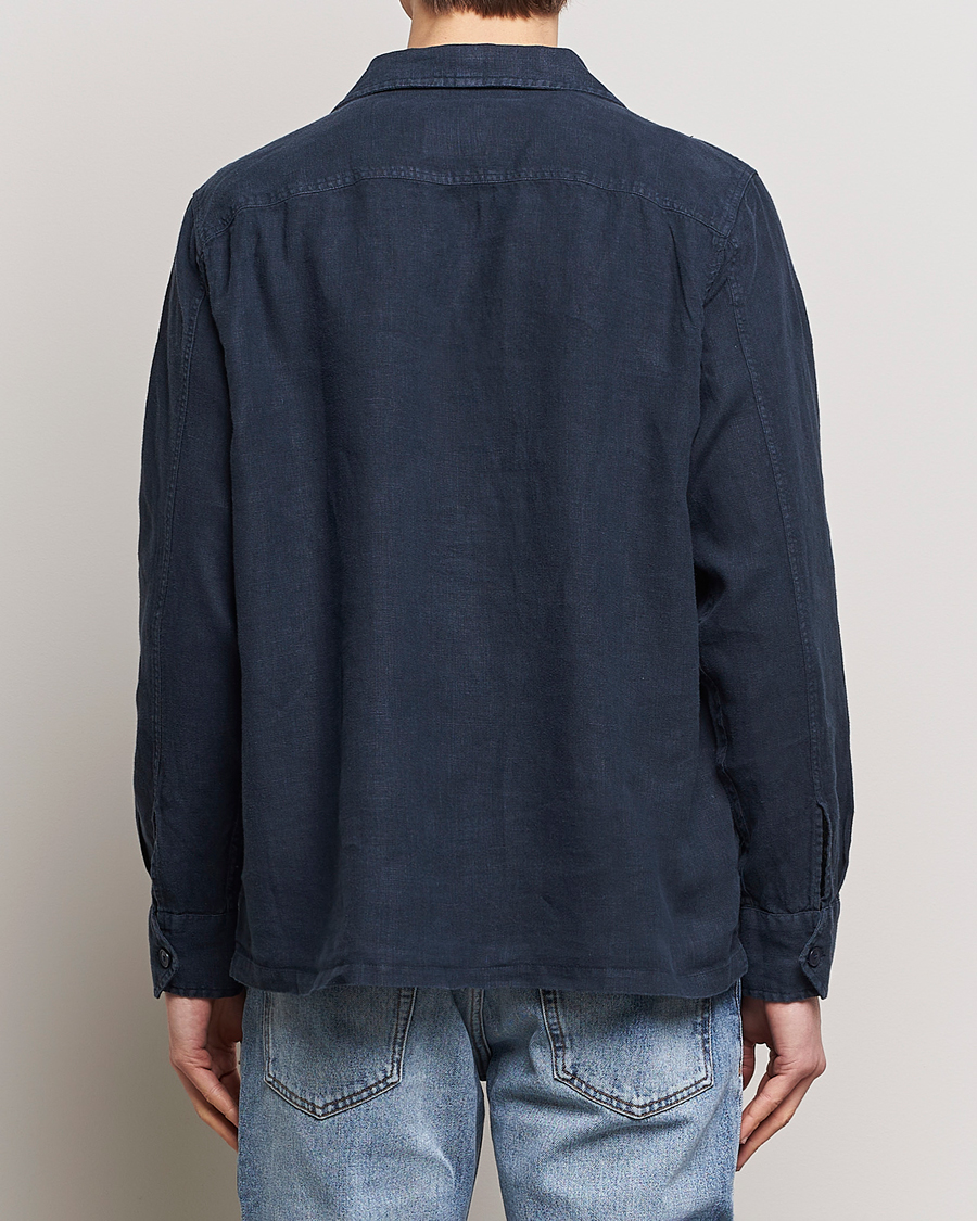 Mies | Kauluspaidat | BOSS ORANGE | Lovel Linen Overshirt Dark Blue