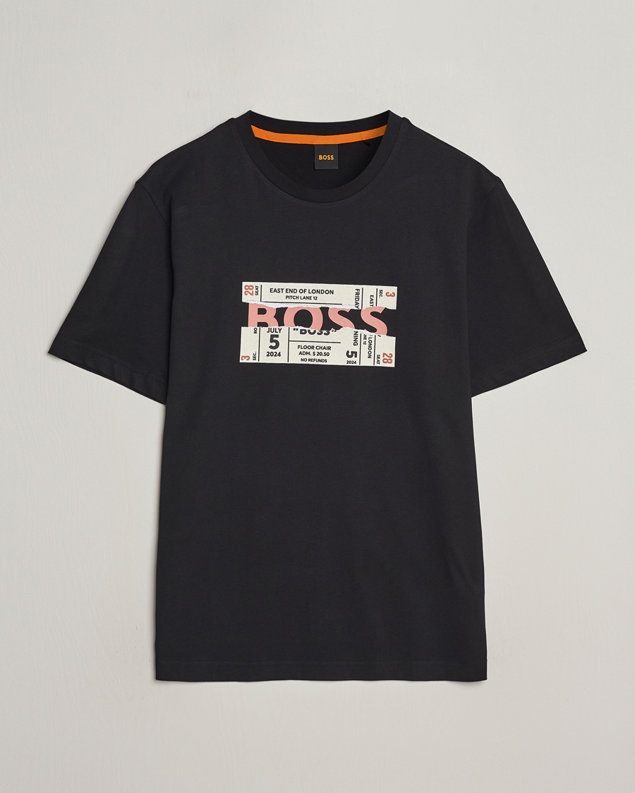 Mies | T-paidat | BOSS ORANGE | Printed Crew Neck T-Shirt Black