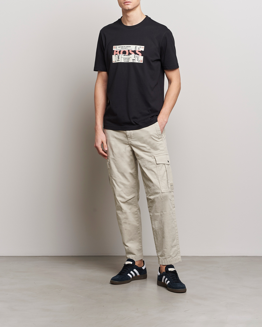 Mies | T-paidat | BOSS ORANGE | Printed Crew Neck T-Shirt Black