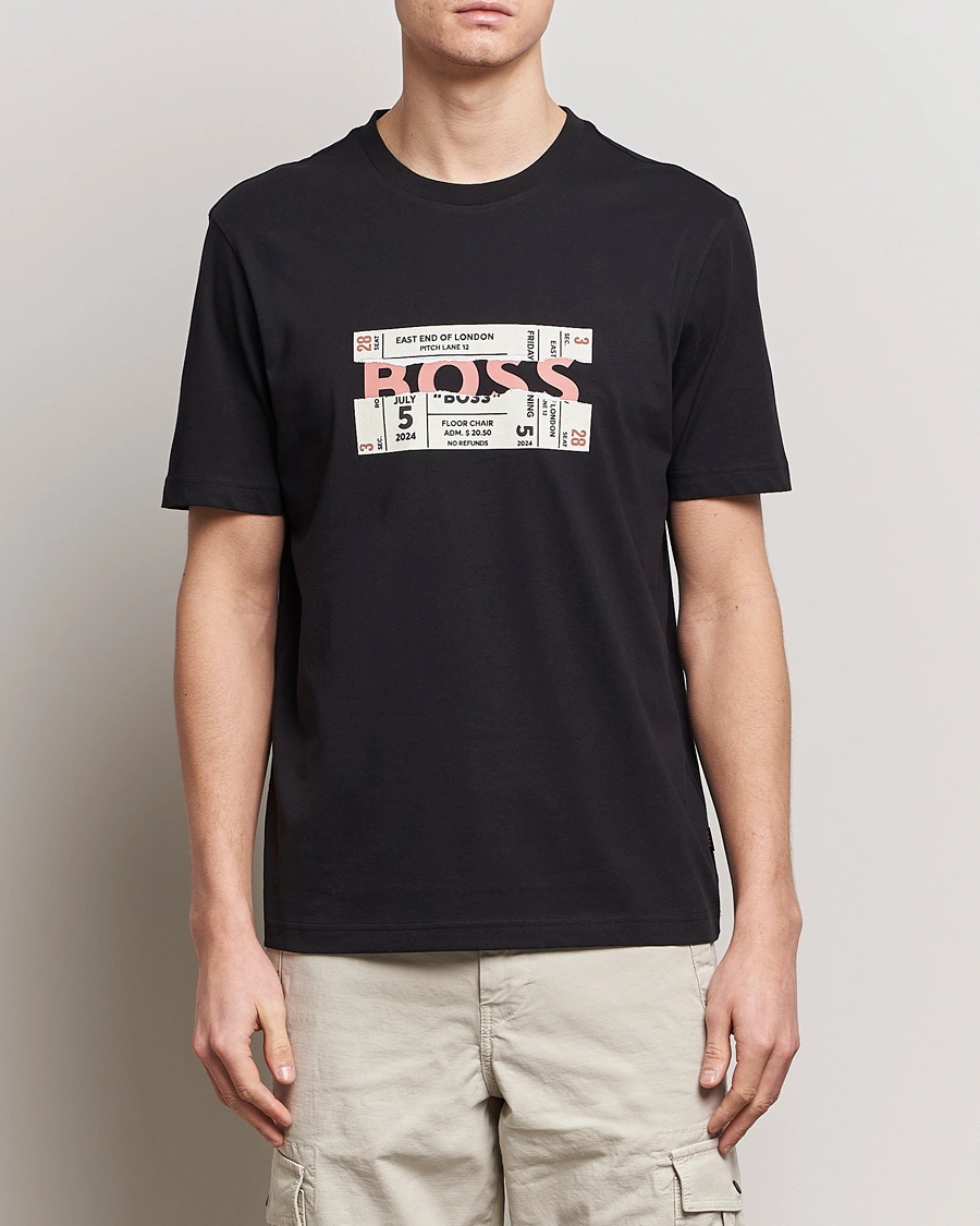 Mies | Lyhythihaiset t-paidat | BOSS ORANGE | Printed Crew Neck T-Shirt Black