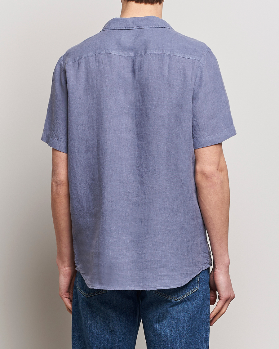 Mies | Kauluspaidat | HUGO | Ellino Short Sleeve Linen Shirt Open Blue