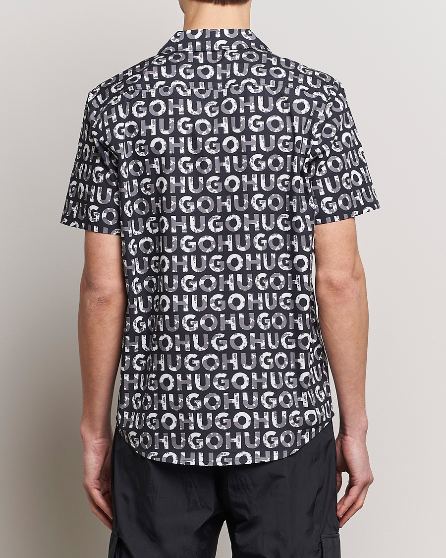 Mies | Kauluspaidat | HUGO | Ellino Short Sleeve Cotton Shirt Black/White