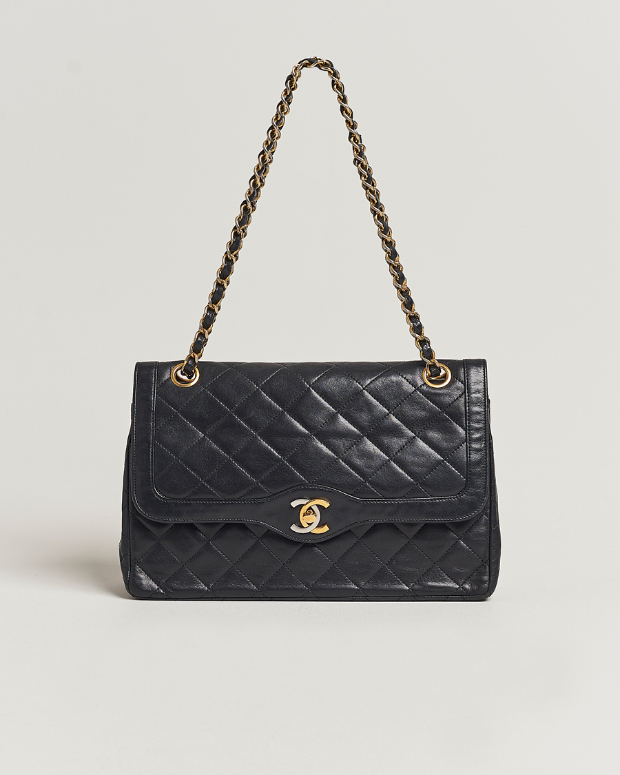 Mies | Chanel Pre-Owned Matelasse Double Flap Bag Black | Chanel Pre-Owned | Matelasse Double Flap Bag Black