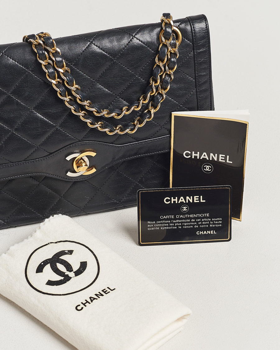 Mies | Chanel Pre-Owned Matelasse Double Flap Bag Black | Chanel Pre-Owned | Matelasse Double Flap Bag Black