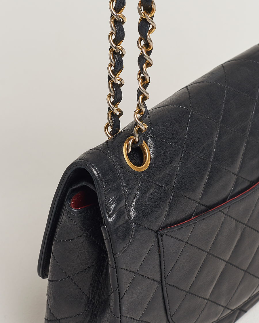 Mies | Chanel Pre-Owned Matelasse Double Flap Bag Black | Chanel Pre-Owned | Matelasse Double Flap Bag Black