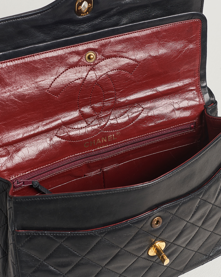 Mies | Chanel Pre-Owned Matelasse Double Flap Bag Black | Chanel Pre-Owned | Matelasse Double Flap Bag Black