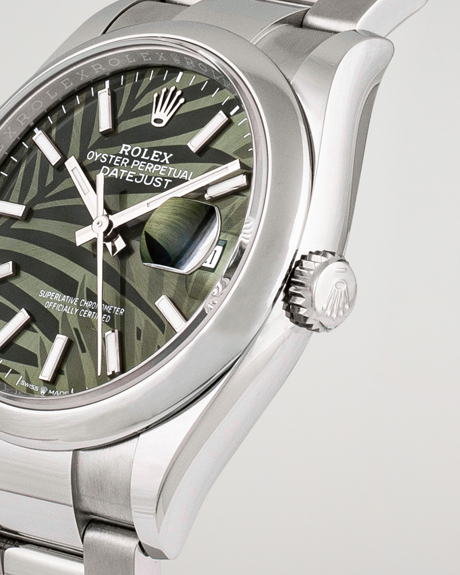 Mies | Rolex Pre-Owned Datejust Palm Motif 126200 Silver | Rolex Pre-Owned | Datejust Palm Motif 126200 Silver