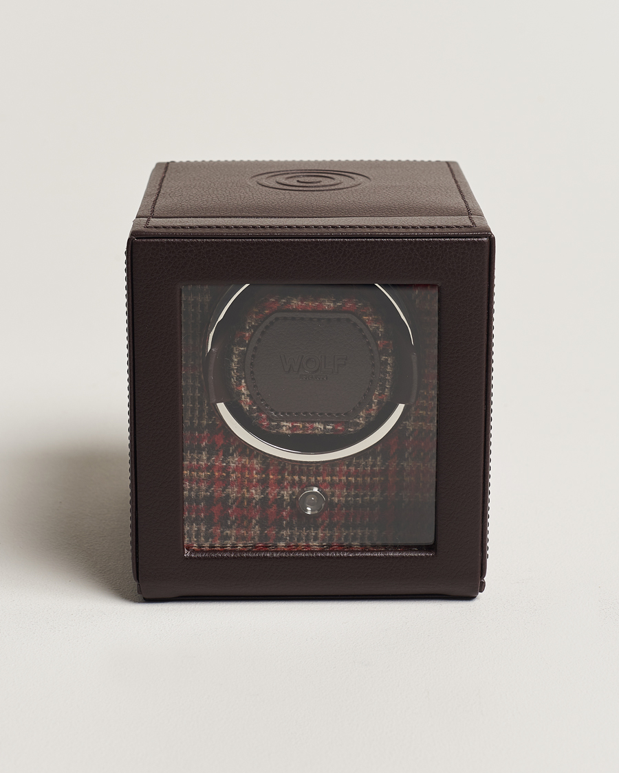 Mies | WOLF WM Brown Single Watch Winder Tweed Brown | WOLF | WM Brown Single Watch Winder Tweed Brown