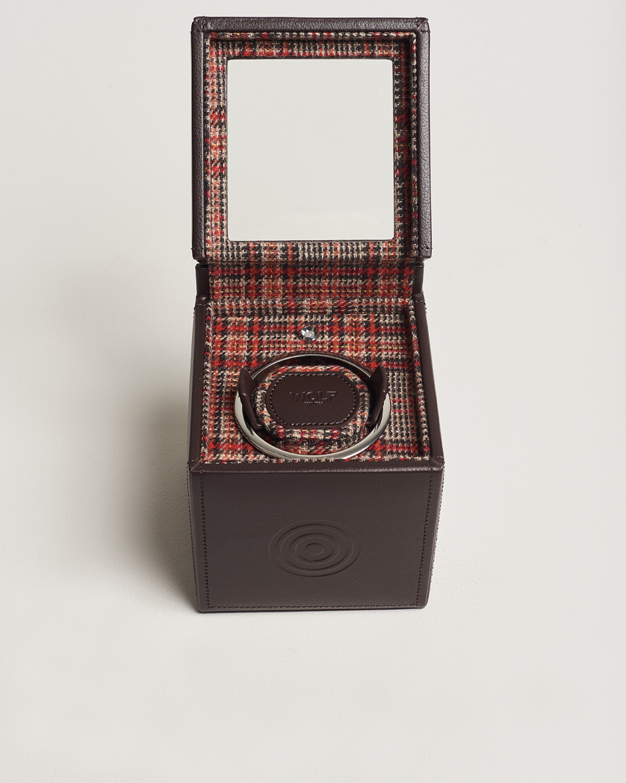 Mies | WOLF WM Brown Single Watch Winder Tweed Brown | WOLF | WM Brown Single Watch Winder Tweed Brown