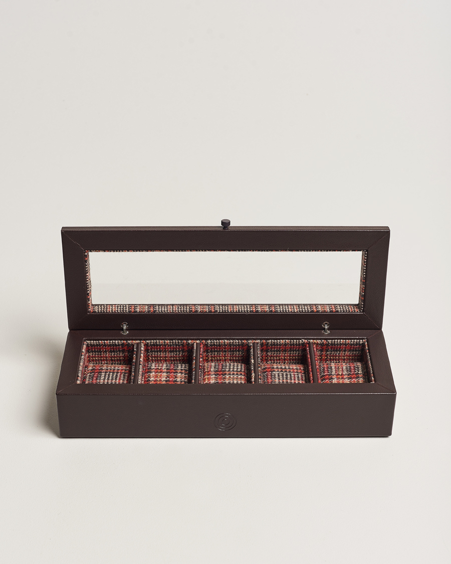 Mies | WOLF WM Brown 5 Piece Watch Box Tweed Brown | WOLF | WM Brown 5 Piece Watch Box Tweed Brown