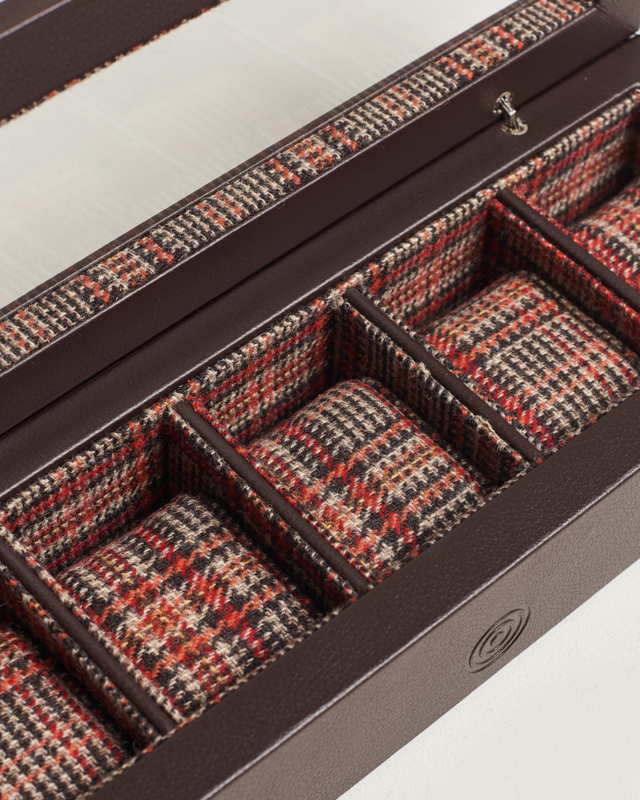 Mies | WOLF WM Brown 5 Piece Watch Box Tweed Brown | WOLF | WM Brown 5 Piece Watch Box Tweed Brown