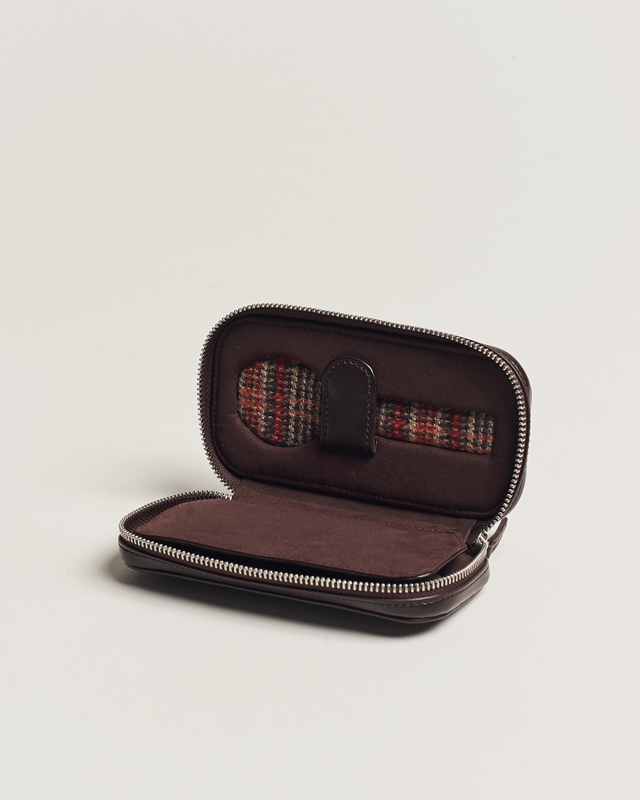 Mies | WOLF WM Brown 2 Piece Watch Zip-Case Tweed Brown | WOLF | WM Brown 2 Piece Watch Zip-Case Tweed Brown