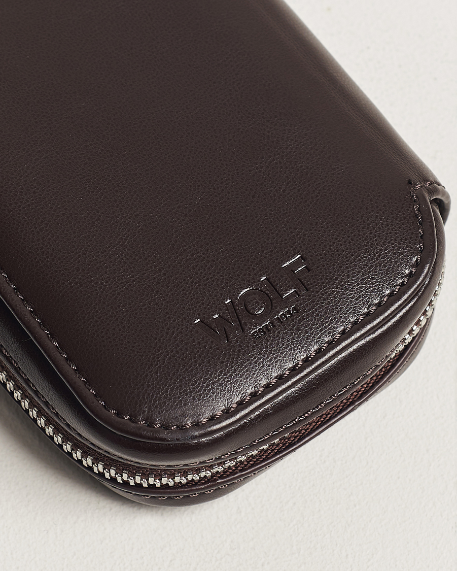 Mies | WOLF WM Brown 2 Piece Watch Zip-Case Tweed Brown | WOLF | WM Brown 2 Piece Watch Zip-Case Tweed Brown