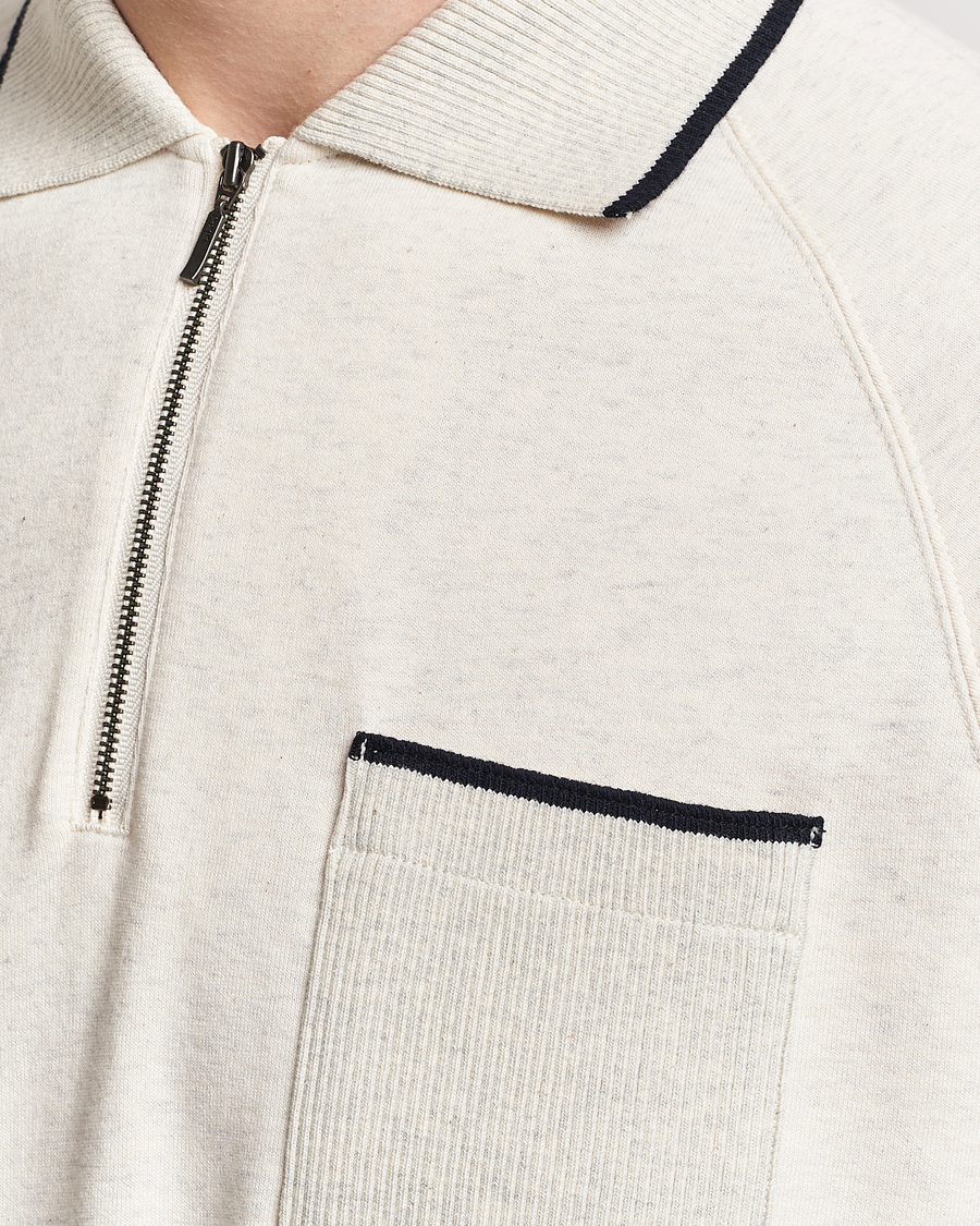 Mies | Pikeet | BEAMS PLUS | Half Zip Light Fleece Polo Oatmeal