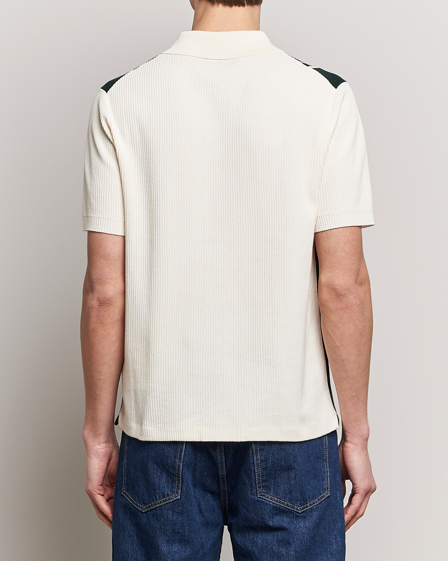 Mies | Pikeet | BEAMS PLUS | Knit Stripe Short Sleeve Polo White/Green