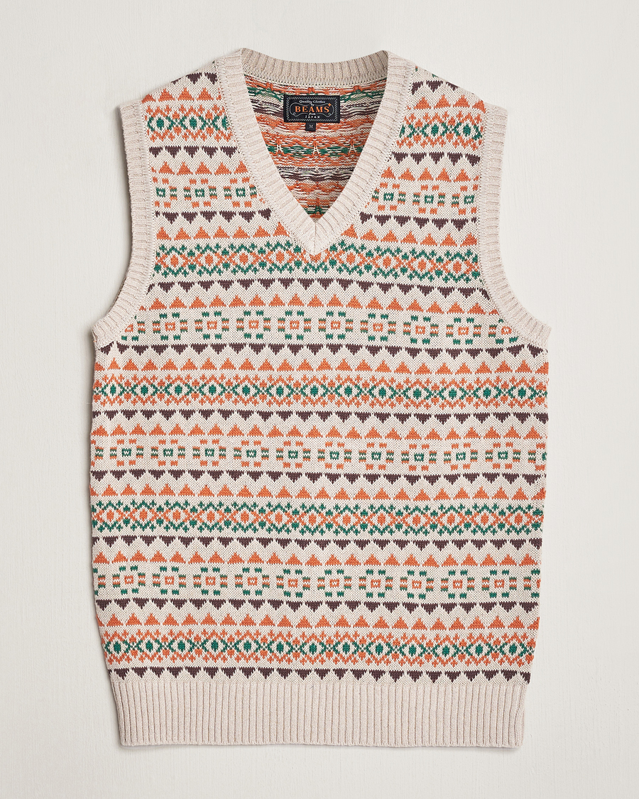 Mies | Puserot | BEAMS PLUS | Fairisle Knit Vest Beige