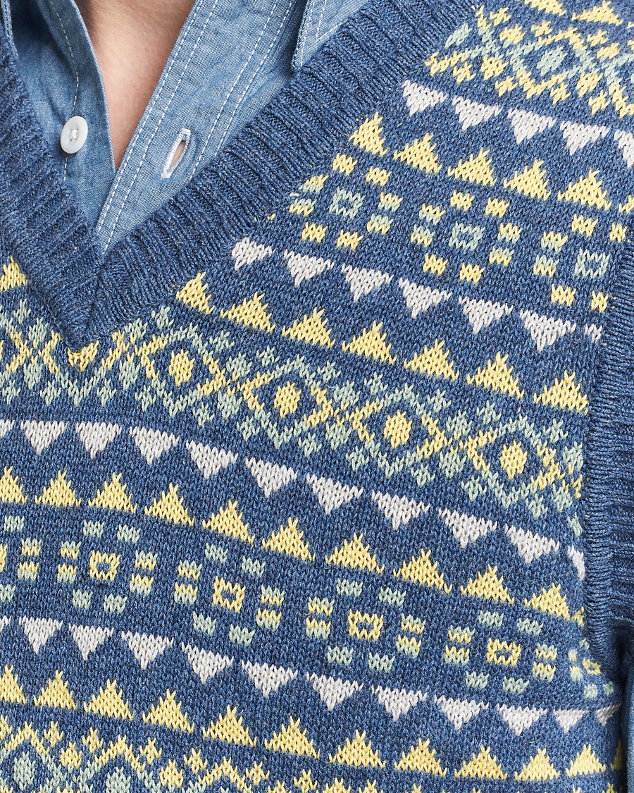 Mies | Puserot | BEAMS PLUS | Fairisle Knit Vest Blue