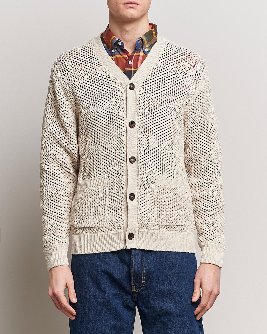 Mies | Puserot | BEAMS PLUS | Argyle Mesh Cardigan Light Beige