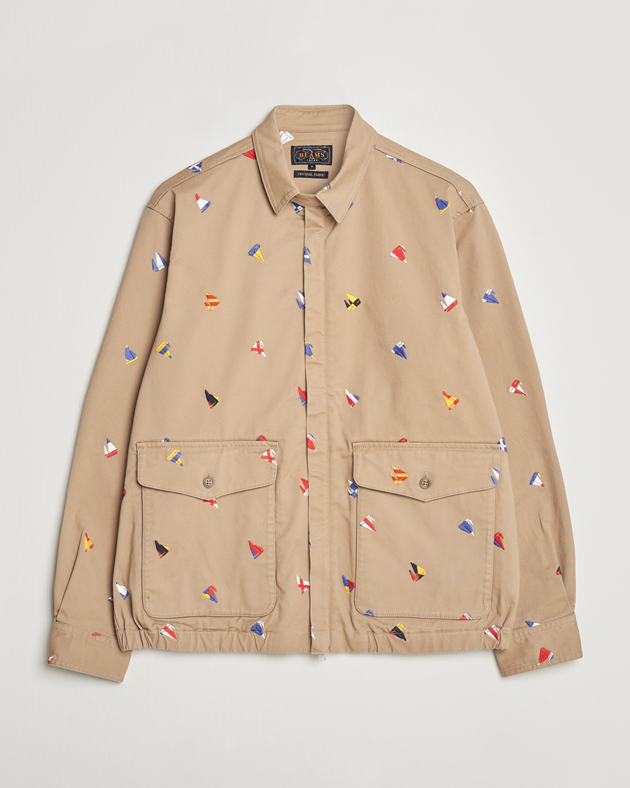 Miehet |  | BEAMS PLUS | Embroidered Harrington Jacket Beige