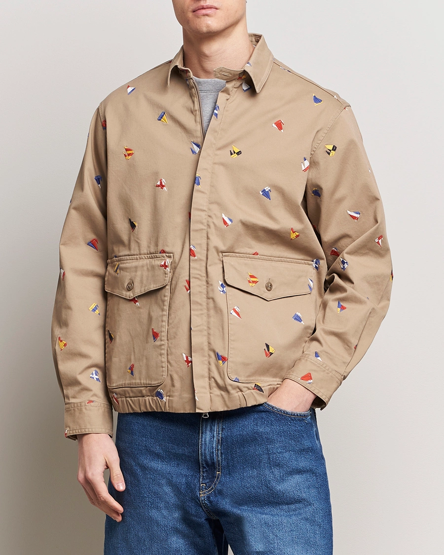 Mies | BEAMS PLUS | BEAMS PLUS | Embroidered Harrington Jacket Beige