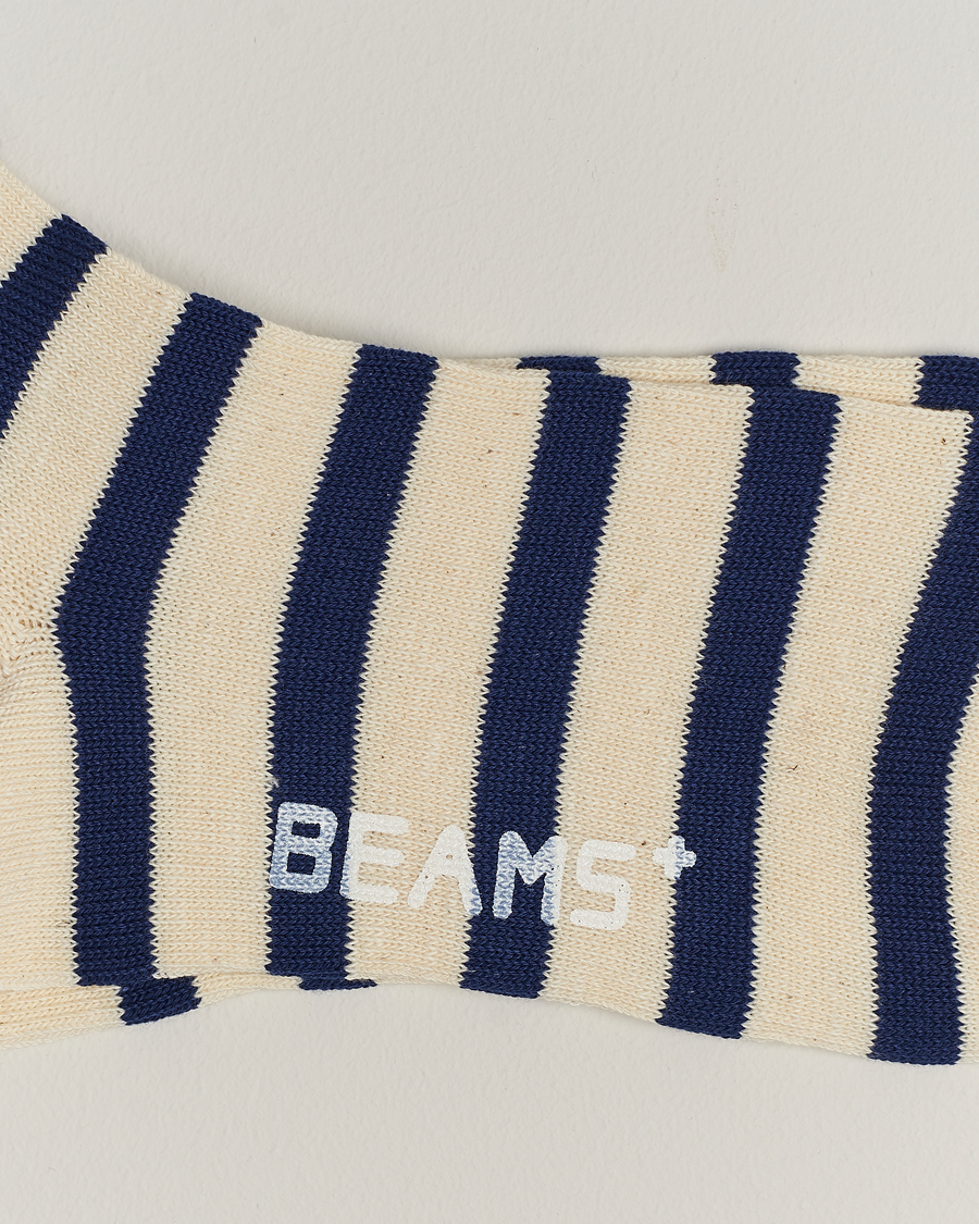 Mies | Taskuliinat | BEAMS PLUS | BEAMS PLUS2 Tone Stripe SocksWhite/Navy