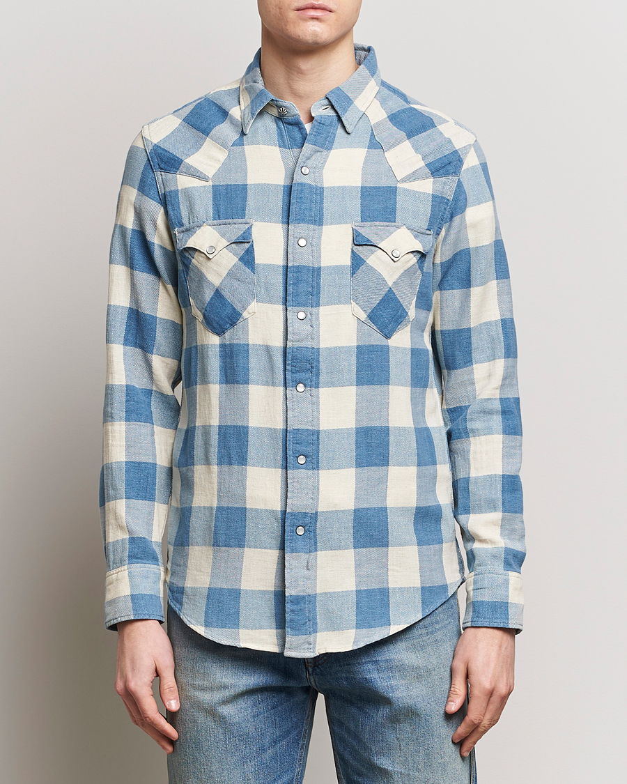 Mies | Flanellipaidat | RRL | Buffalo Flannel Western Shirt Indigo/Cream