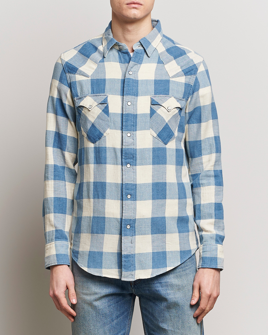 Mies | Kauluspaidat | RRL | Buffalo Western Shirt Indigo/Cream Check