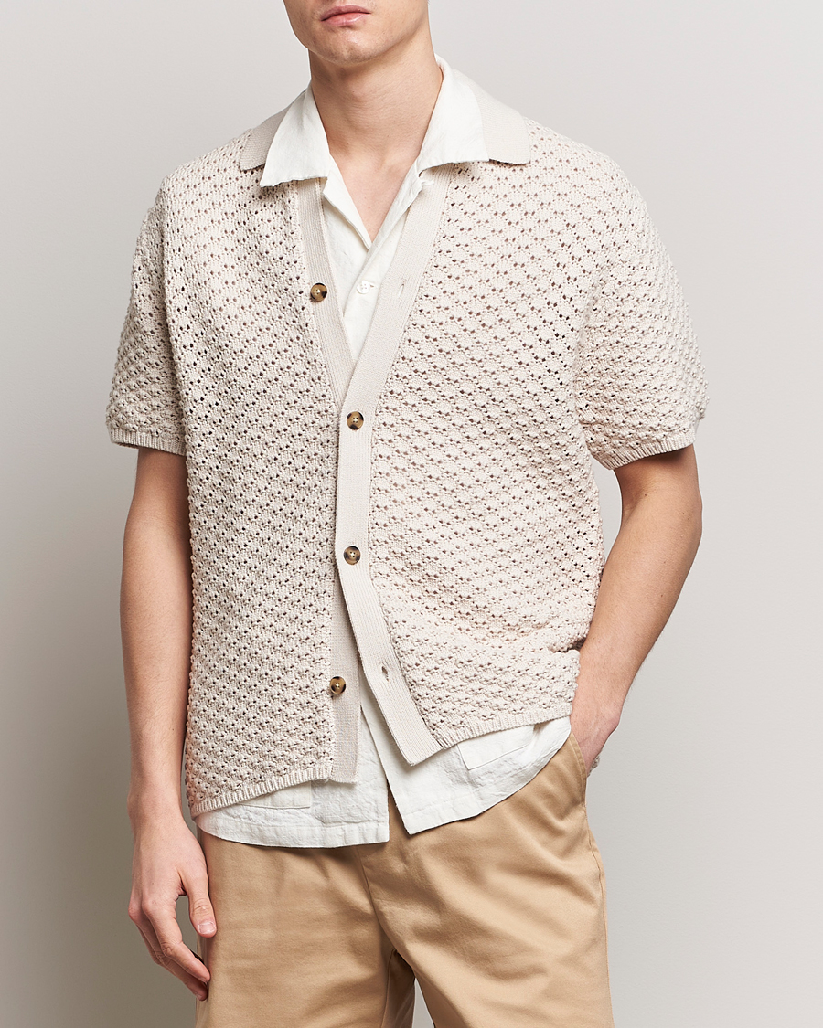 Mies | Kauluspaidat | LES DEUX | Gideon Knitted Shirt Ivory