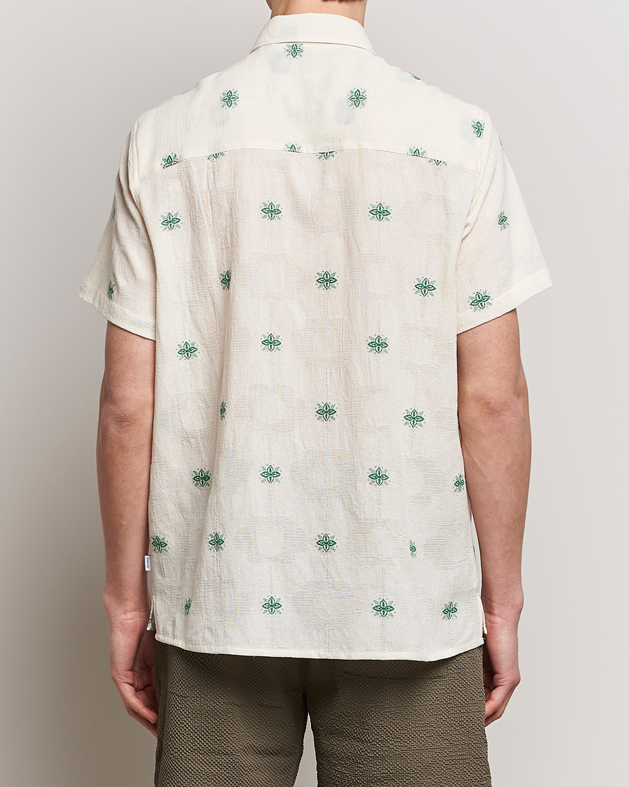 Mies | Kauluspaidat | LES DEUX | Ira Short Sleeve Embroidery Cotton Shirt Ivory