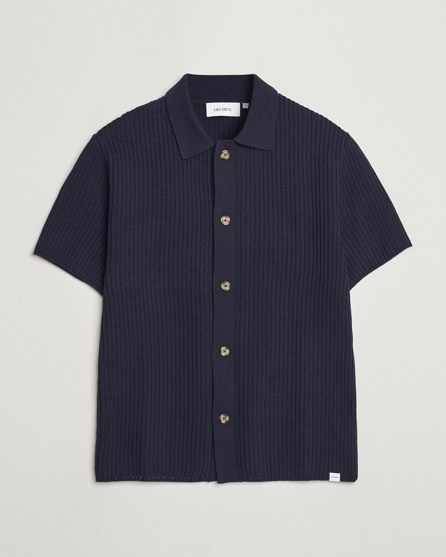 Mies | Kauluspaidat | LES DEUX | Gustavo Knitted Shirt Dark Navy