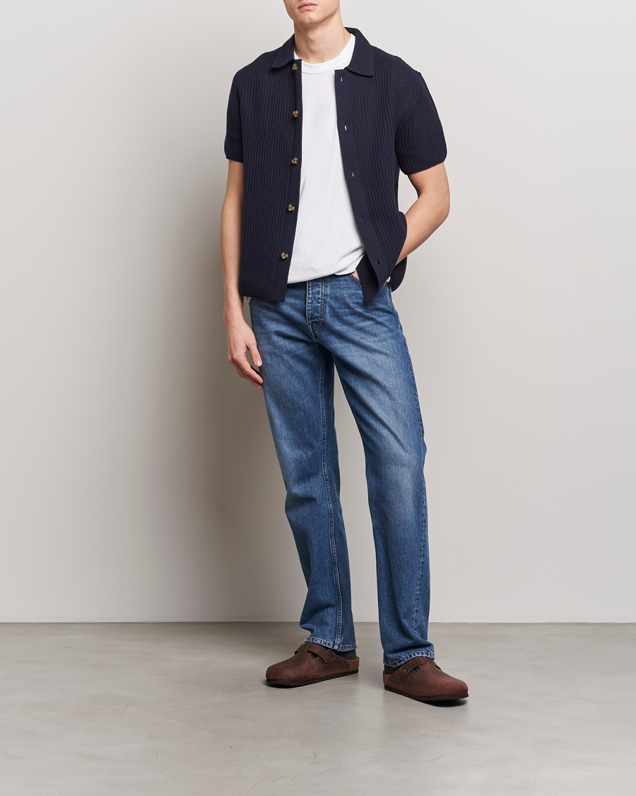 Mies | Kauluspaidat | LES DEUX | Gustavo Knitted Shirt Dark Navy