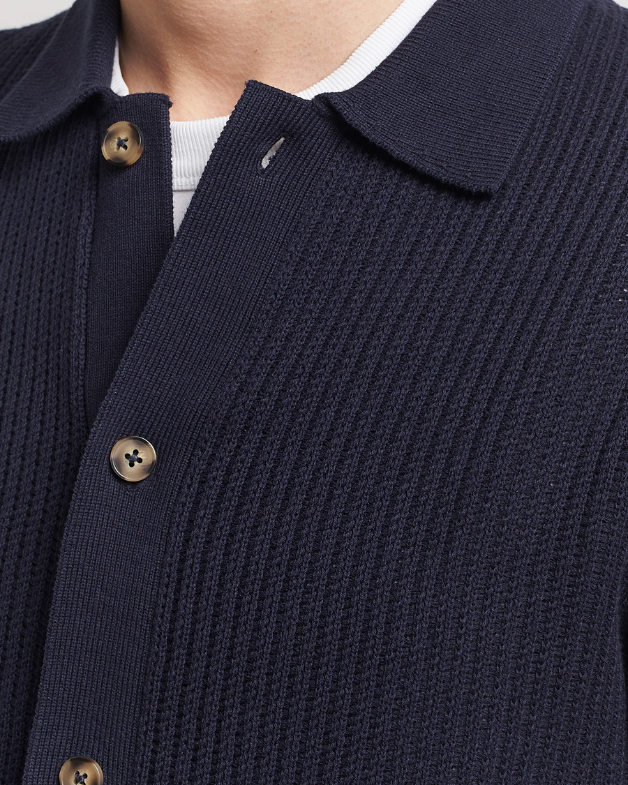 Mies | Kauluspaidat | LES DEUX | Gustavo Knitted Shirt Dark Navy