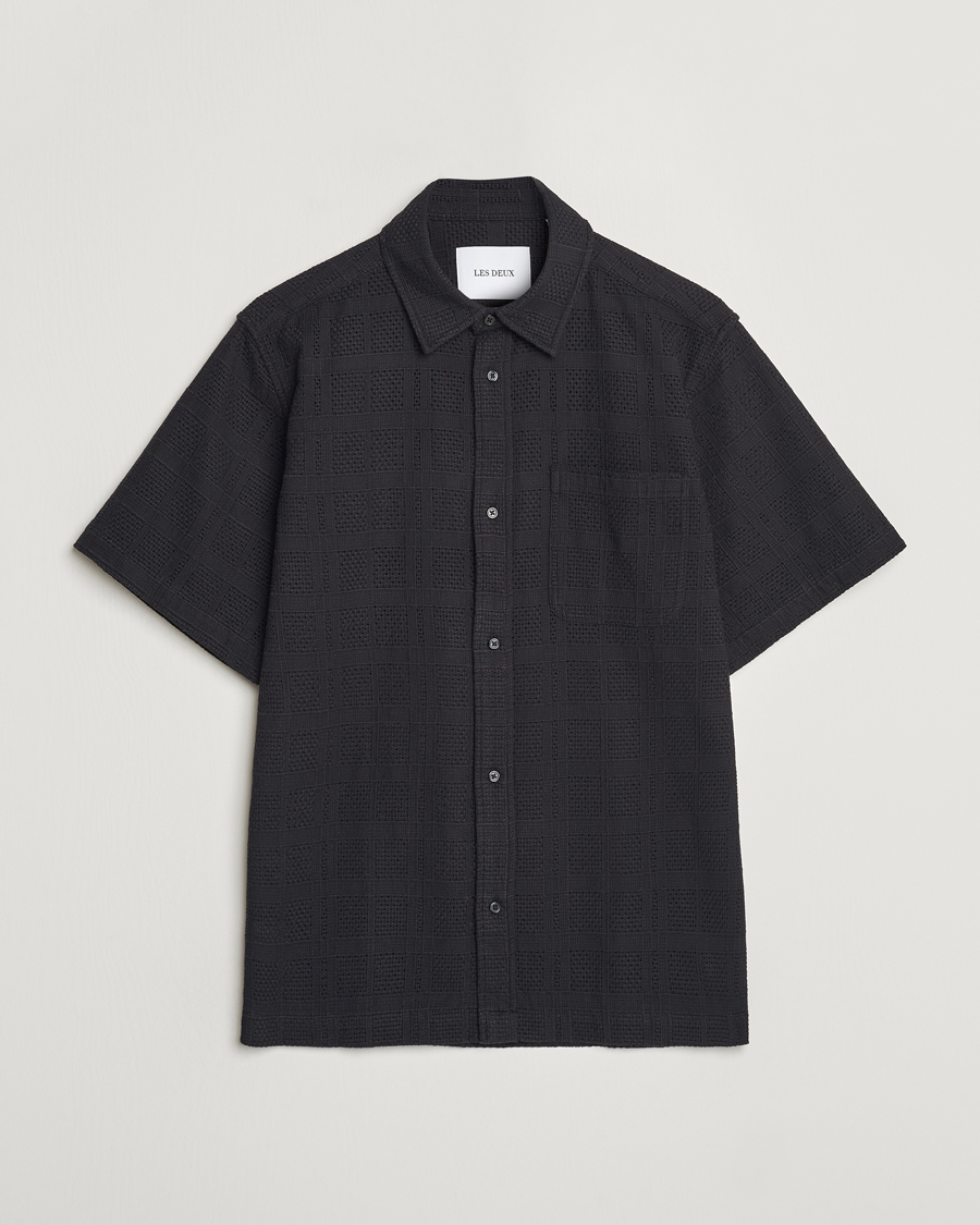 Mies | Kauluspaidat | LES DEUX | Charlie Short Sleeve Knitted Shirt Black