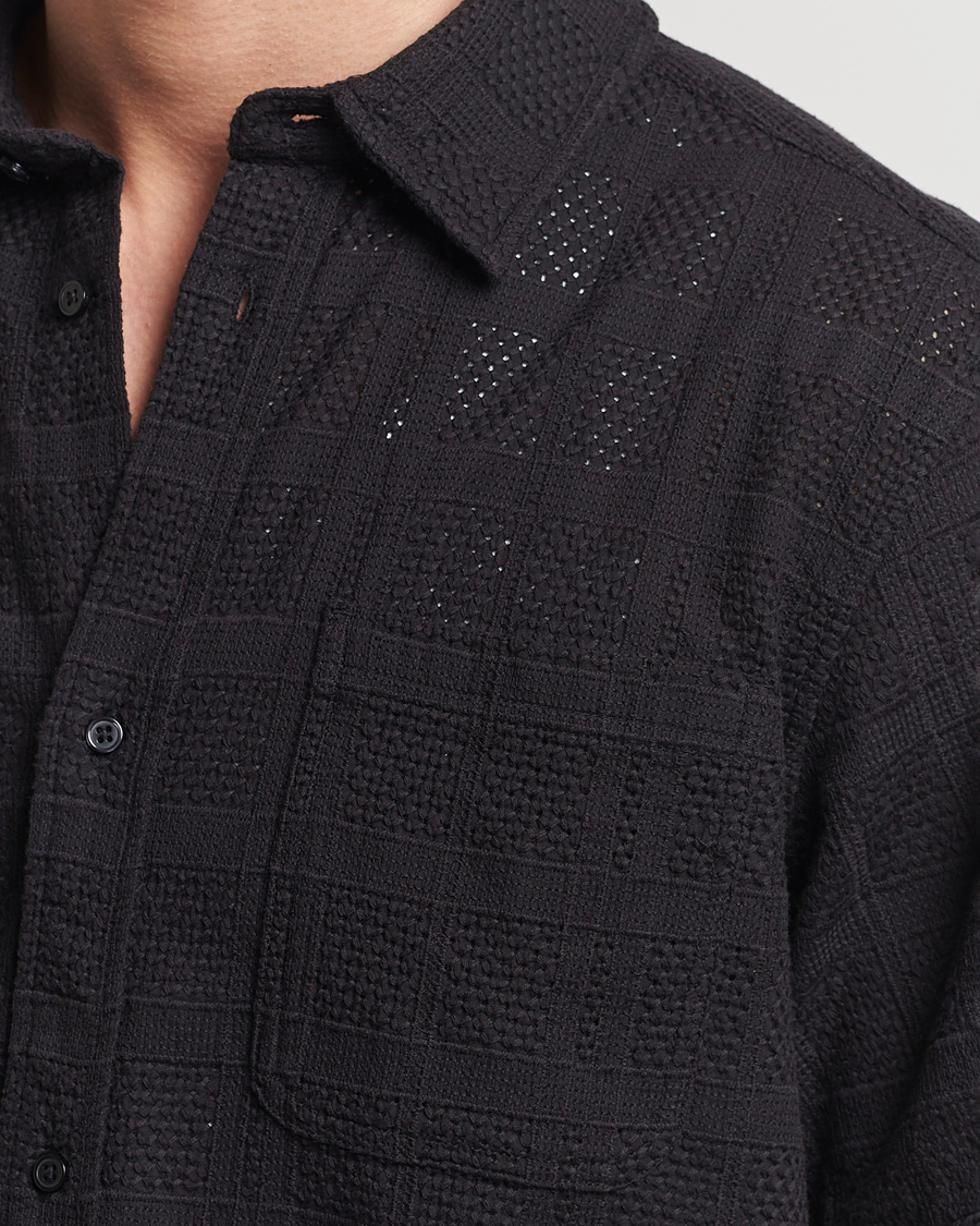 Mies | Kauluspaidat | LES DEUX | Charlie Short Sleeve Knitted Shirt Black